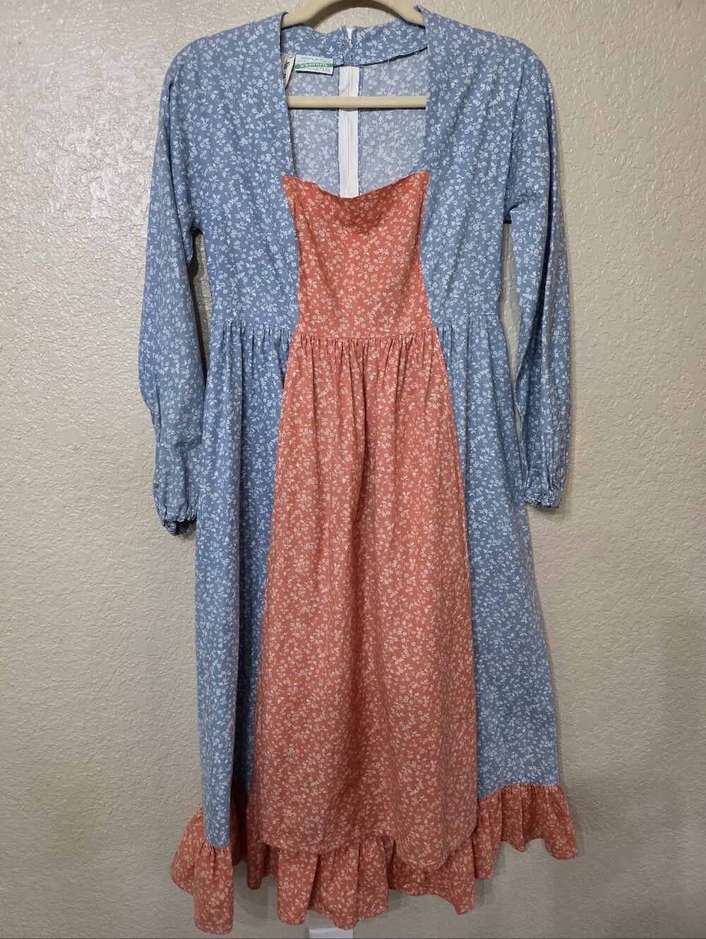 Vintage Cottagecore Cotton Long Sleeve Floral Panel Prairie Dress